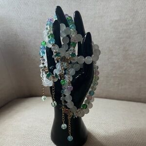 Multicolor Beaded Bracelets with Gold Accents. (6)